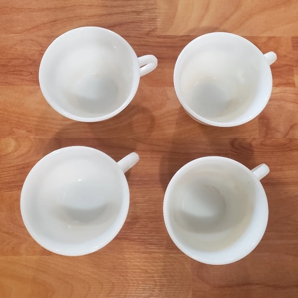 Set of 4 Pyrex Woodland Brown Coffee Tea Cup Mug Corelle Corning Ware Pattern